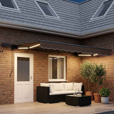 VidaXL 450cm W x 350cm D Polyester Cover Retractable Patio Awning
