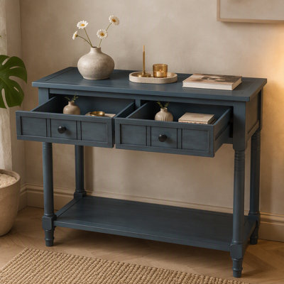 Console Table Traditional Design with Two Drawers and Bottom Shelf