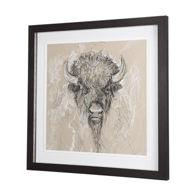 Croquis d'un animal II (caribou), reproduction d'art encadrée à la main avec passe-partout