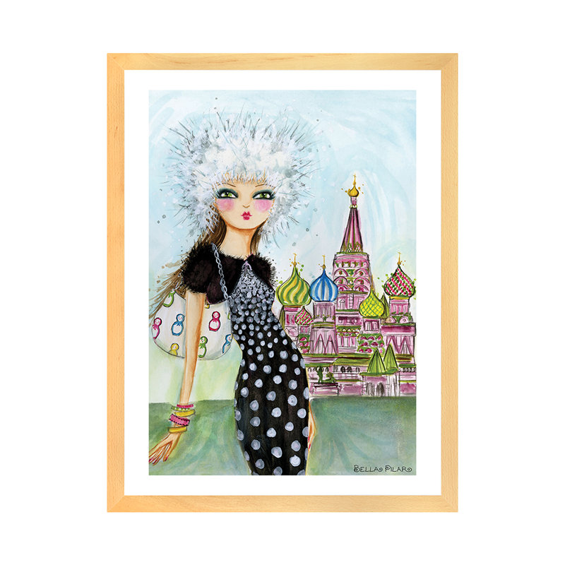 Art de Moscou, H 32 po x l 24 po x P 1 po, Papier encadré naturel