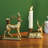2 Piece Decorative Gold Resin Sitting And Standing Deer Tabletop Taper Candleholder Candlestick Set