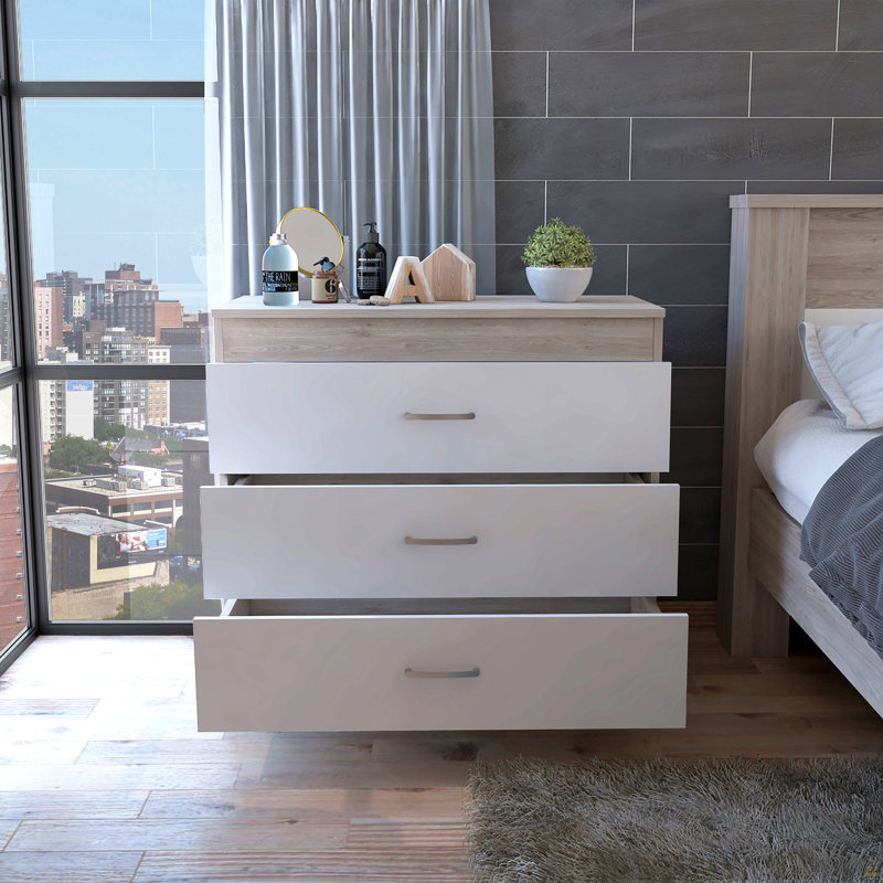 Commode 3 tiroirs Bethage - blanc