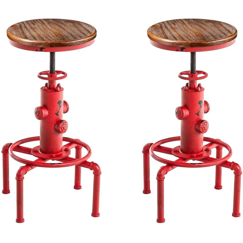 Tabouret de bar Dicot, Brun / rouge antique, 2