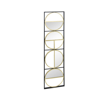47.2" Contemporary Wall Mirror With Metal Beads In Black For Bedroom, Living Room & Entrance Beaded Entryway