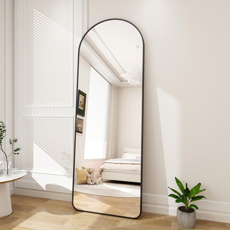 Miroir mural arqué en alliage d'aluminium, Noir, H 64 po x l 21 po