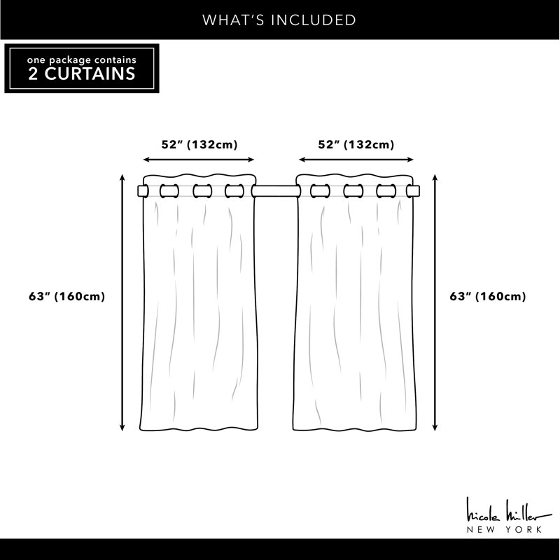 Nicole Miller Linen Blackout Grommet Curtain Panels, 96" x 52"