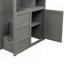 Lit superposé simple au-dessus de double / double, lit inférieur convertible, tablettes et tiroirs de rangement, gris-1734543608
