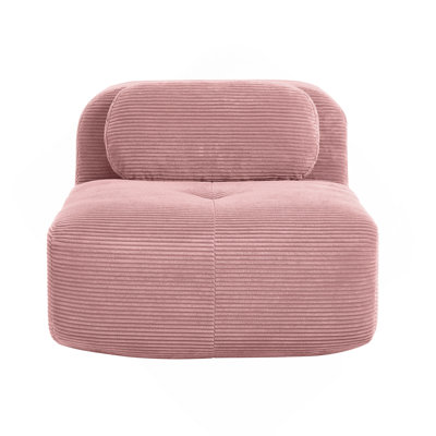 Canapé d'angle LSF et RSF avec coussins en velours côtelé rose