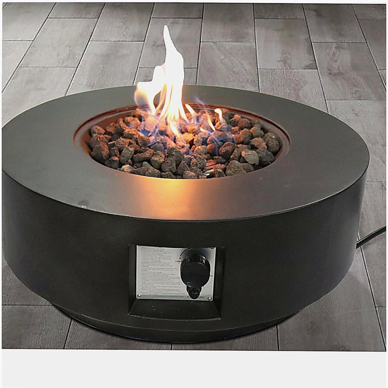 Foyer de table d'extérieur au gaz propane en béton renforcé de fibres de 11 po de hauteur x 30 po de largeur avec couvercle