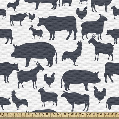 Cattle Fabric By The Yard, Farm Animals Silhouette Background Style Pattern For Agriculture Theme -  East Urban Home, 753B1F316C134ABB89864BA1C55C2280