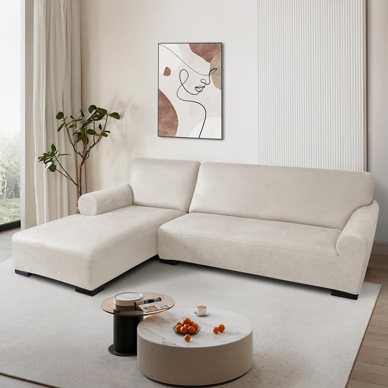 Couch Covers, Leather Look Sofa Cover L Shape 2PCS Sof...