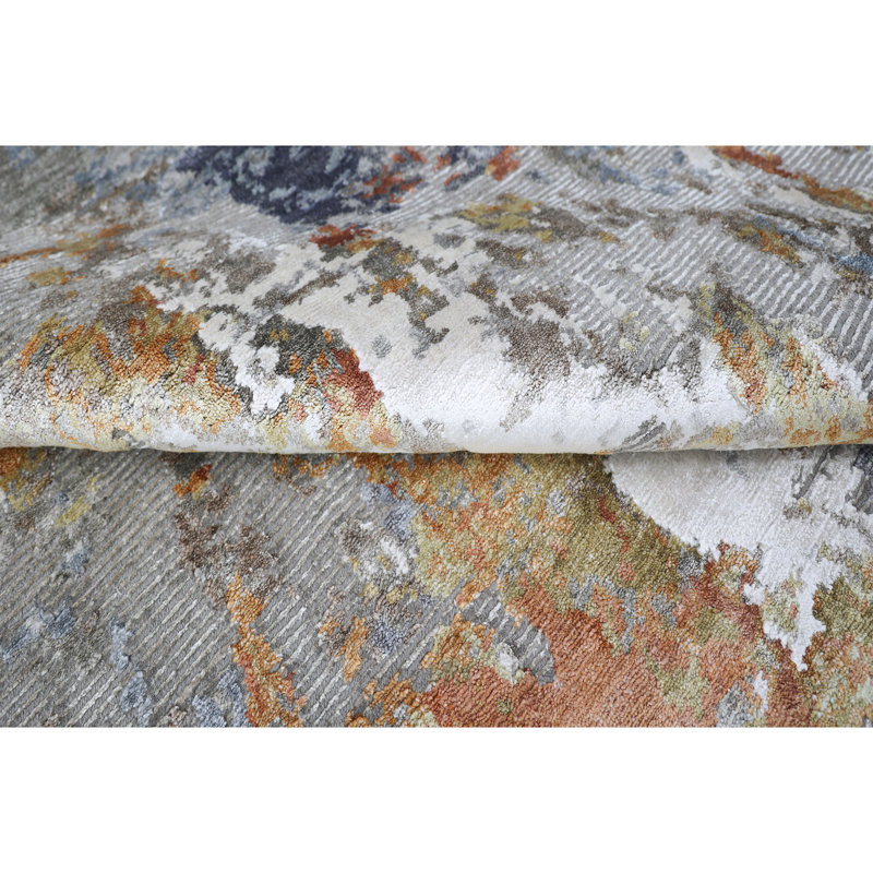 Tapis multicolore et rouille de haute qualité noué à la main, Rectangulaire 8 pi x 10 pi