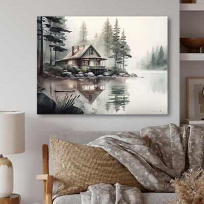 Cottage au bord du lac I - Art mural chalet