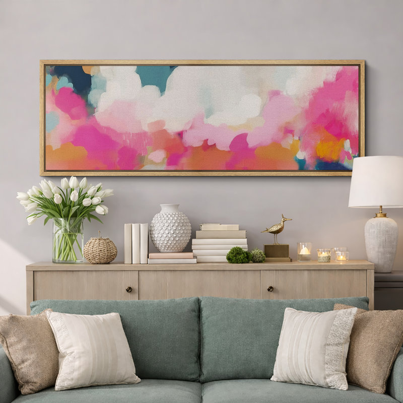 Abstraits coups de couleurs abstraites pastel, H 20 po x l 60 po, Naturel