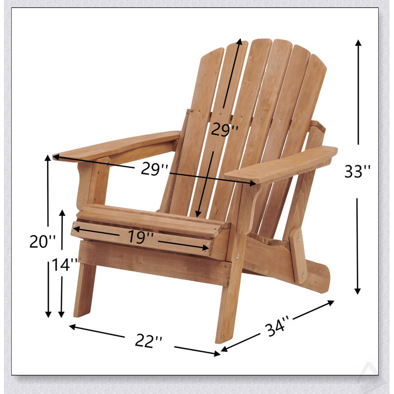 Chaise Adirondack pliante en bois surdimensionnée avec dossier et siège pré-assemblés, parfaite pour le jardin, la cour et le patio