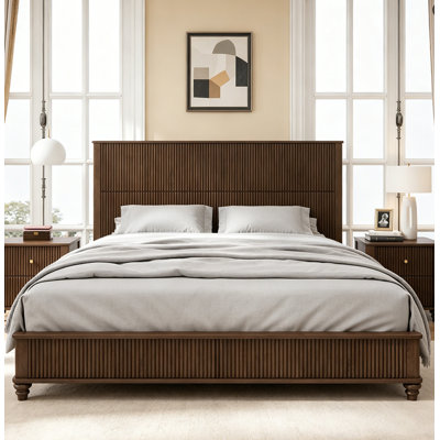 Solid Wood Bed Frame With Headboard No Box Spring Needed