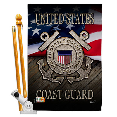 Ensemble de drapeaux de maison en polyester 2 côtés 3 pi 3 pi 3 pi US Coast Guard