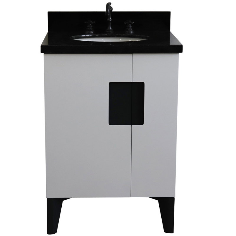 Ensemble de meuble-lavabo simple 25 po, Noir, Blanc