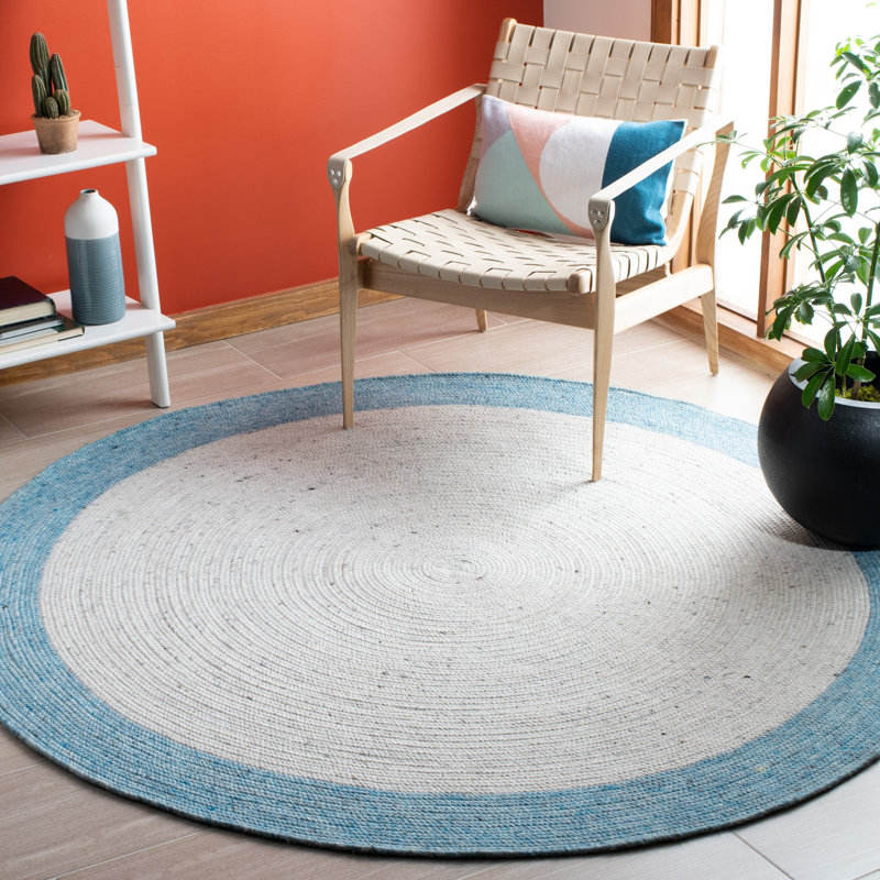Tapis ivoire en laine / coton tissé à la main Novello, Rond 3 pi