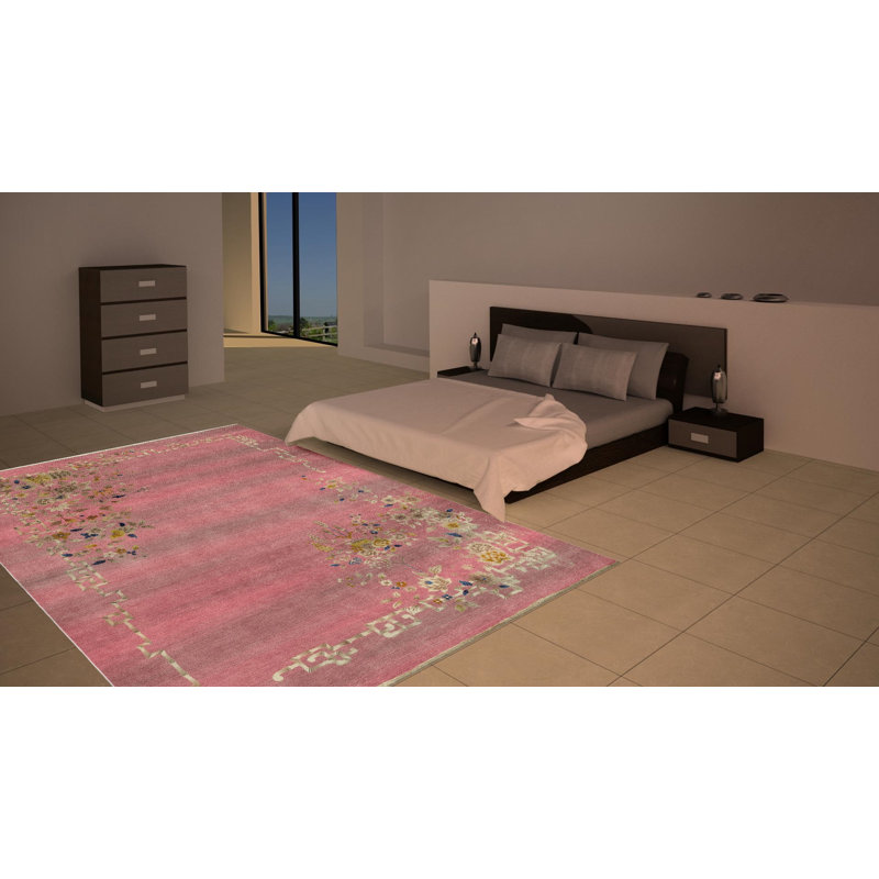 Hand-Knotted High-Quality Pink Area Rug
