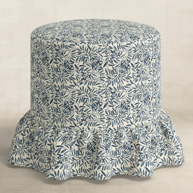 Oval Ottoman, Navy Floral