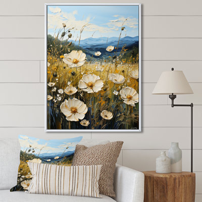 Buttercups Flowers Mountain Landscape sur toile
