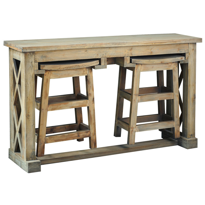 Levane 2 - Person Mahogany Solid Wood Top Trestle Dining Set