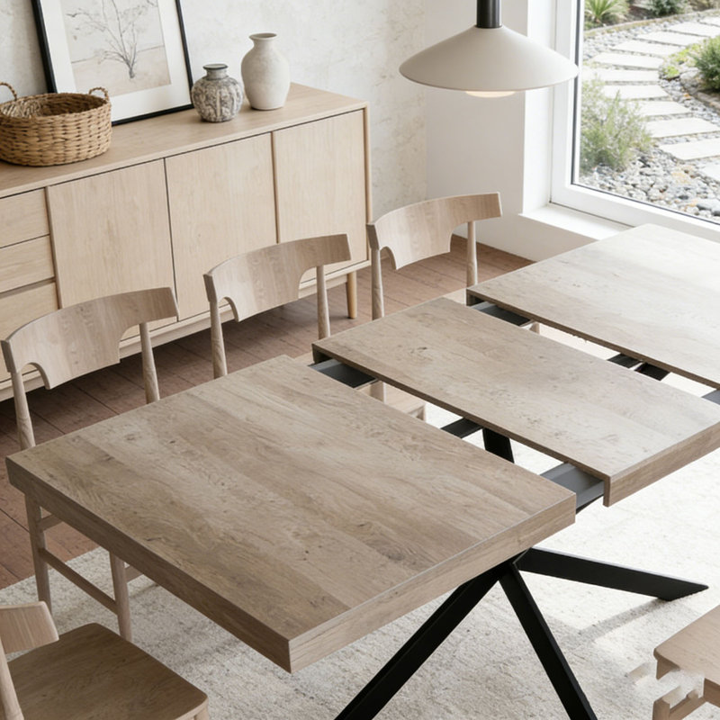 Table de salle à manger rectangulaire extensible de 55,11 po à 70,86 po, Gris