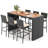 7-piece Patio Bar Dining Set Pe Rattan Furniture Set With Acacia Wood Tabletop & Soft Cushions