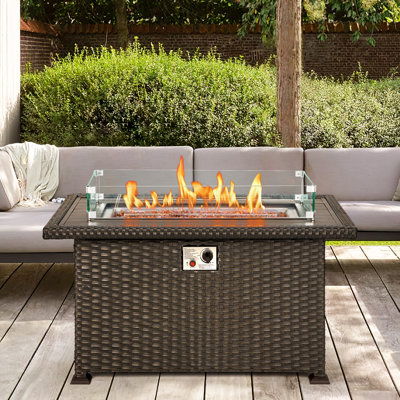 Table de foyer d'extérieur au propane en aluminium H 46,5 po x l 29,5 po Ganey