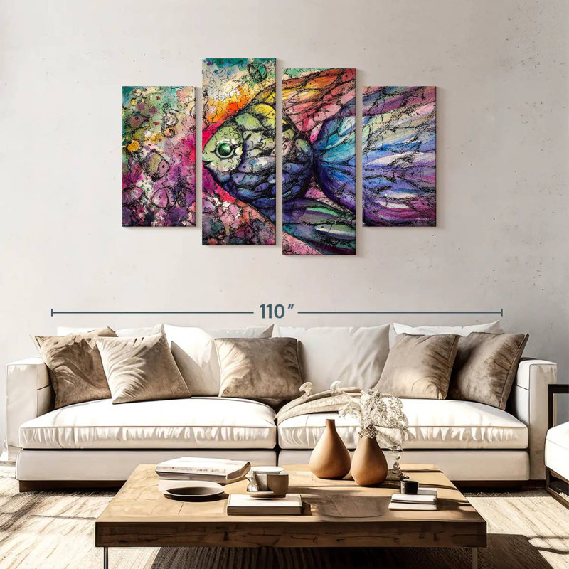 Brampt abstrait arc-en-ciel, H 48 po x l 75 po