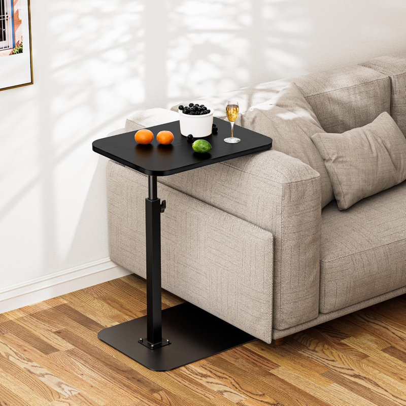 Table d'appoint pivotante à hauteur réglable pour canapé avec base en métal lourd - Table de bout en forme de C pour canapé, lit, salle de bain, bureau et plateau de télévision - Conception robuste et peu encombrante