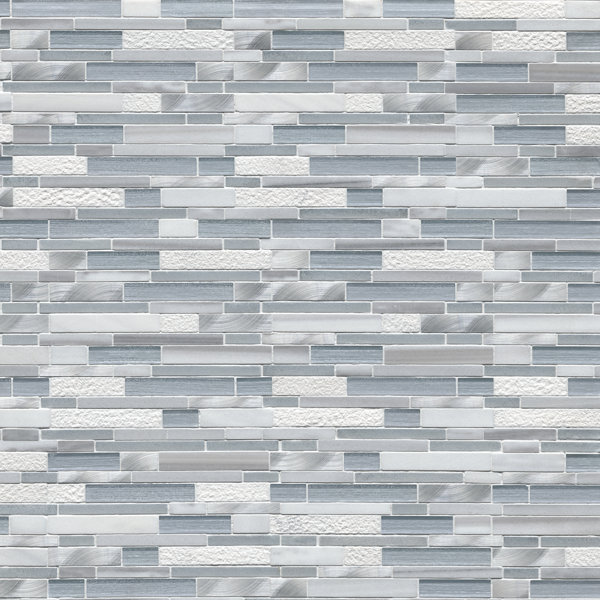 Alessio Interlocking 12 in. x 12 in. Glass, Stone and Metal Blend Mosaic Wall Tile