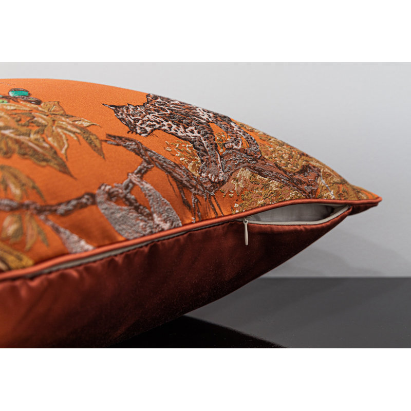 Animal Print Cotton Blend Reversible Pillow Cover, Orange, 18"H x 18"W