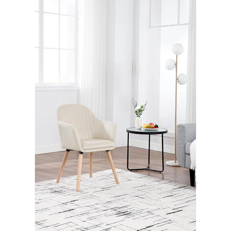 Mirakel 47cm H Velvet Upholstered Armchair, Cream