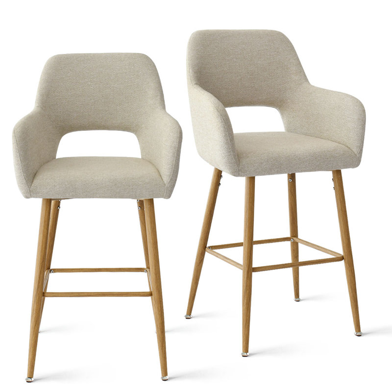 Benjain Counter Stool With Arm, Beige
