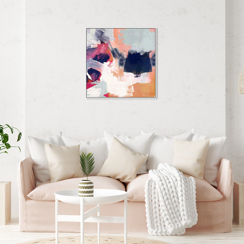 «Abstract Sunrise Sorbet Textures», impression sur toile, Toile blanche encadrée, H 30 po x l 30 po