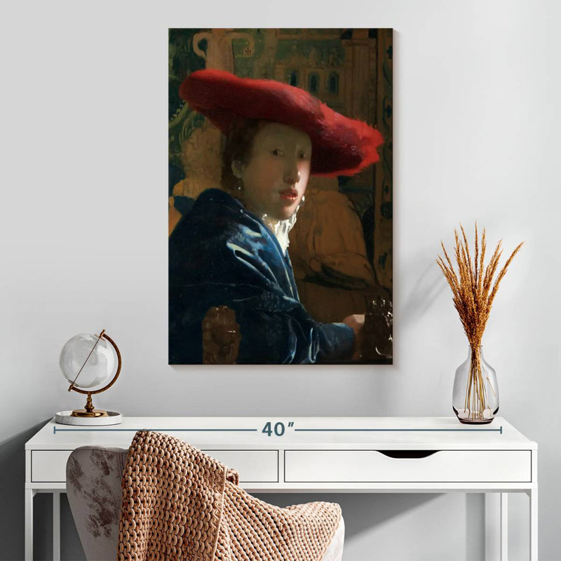 Fille Leisha avec un chapeau rouge, H 30 po x l 20 po