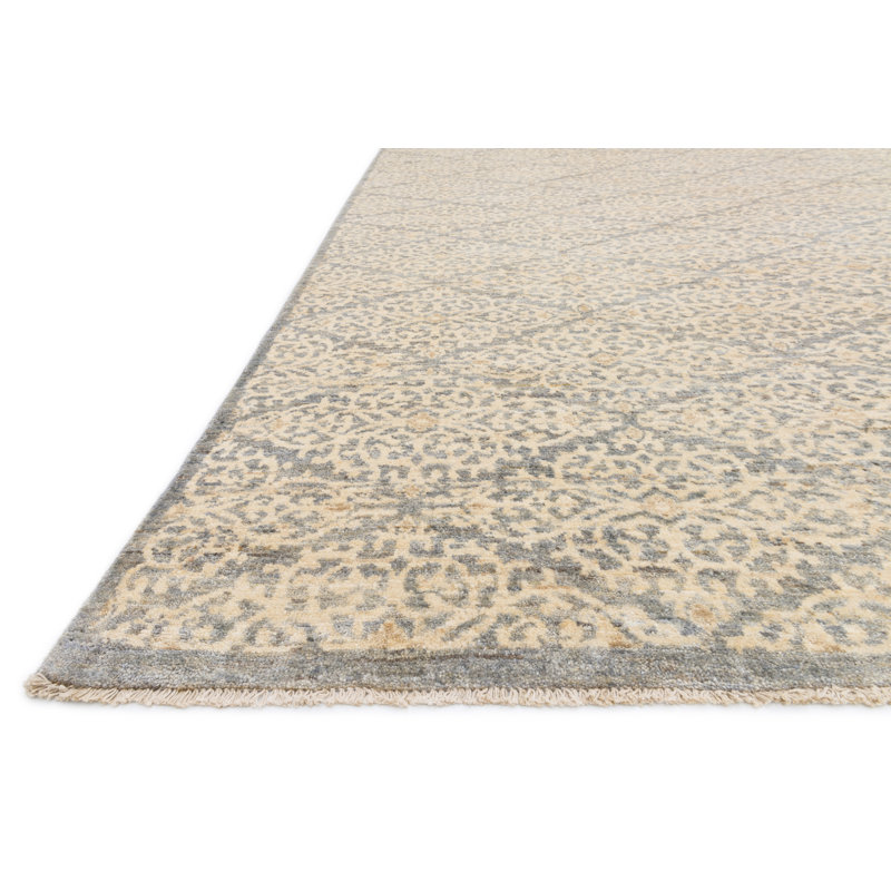 Claussen Hand Knotted Wool Damask Indoor Rug, Rectangle 5'6" x 8'6"