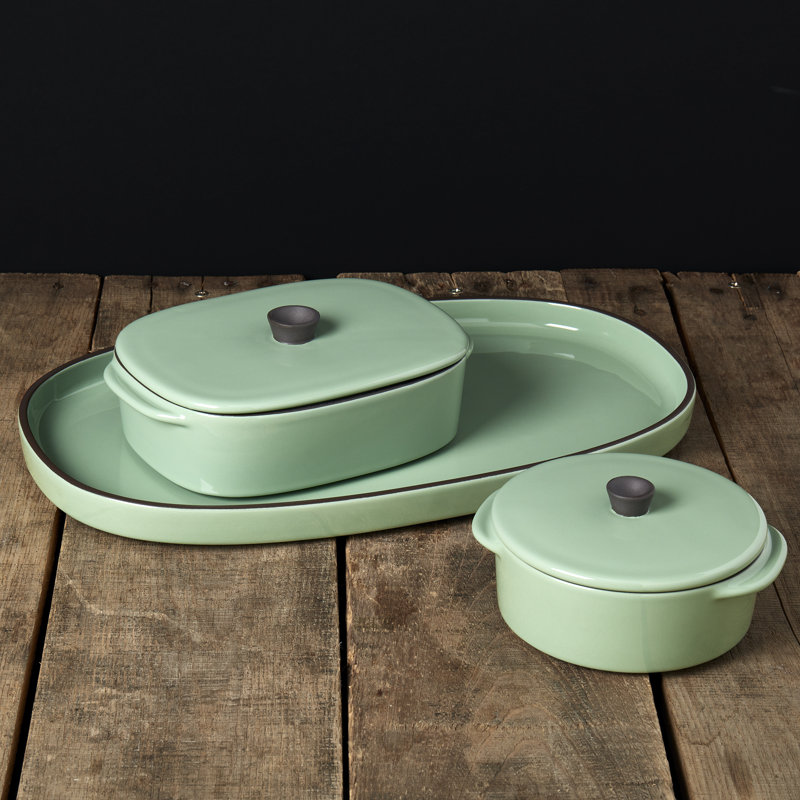 Denmark Tools for Cooks 5-Piece Stoneware Bake & Serve Set, Green