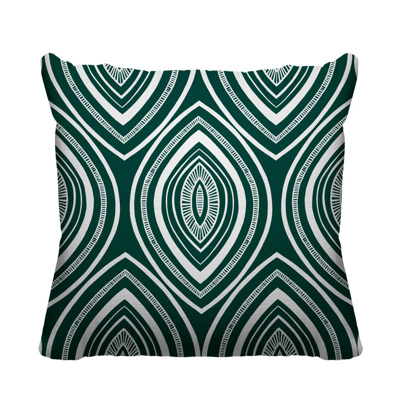 Coussin décoratif intérieur / extérieur Gateson Tribal, 15 po x 15 po, Émeraude, Carré