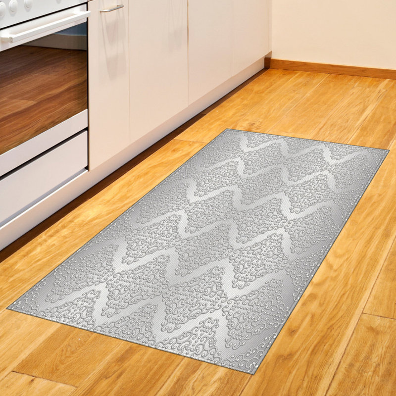 Tapis décoratif en fibres de polyester à haute densité Damask, Rectangle 2 pi 7 po x 5 pi