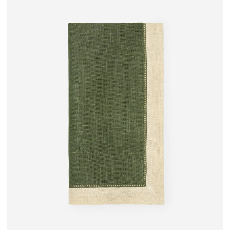Roma Linen Square Napkins, Sage/Stone