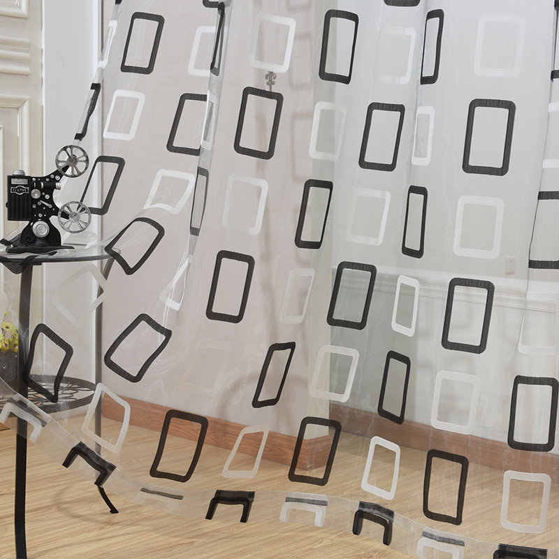 Sheer Curtain Single Panel, Black/White