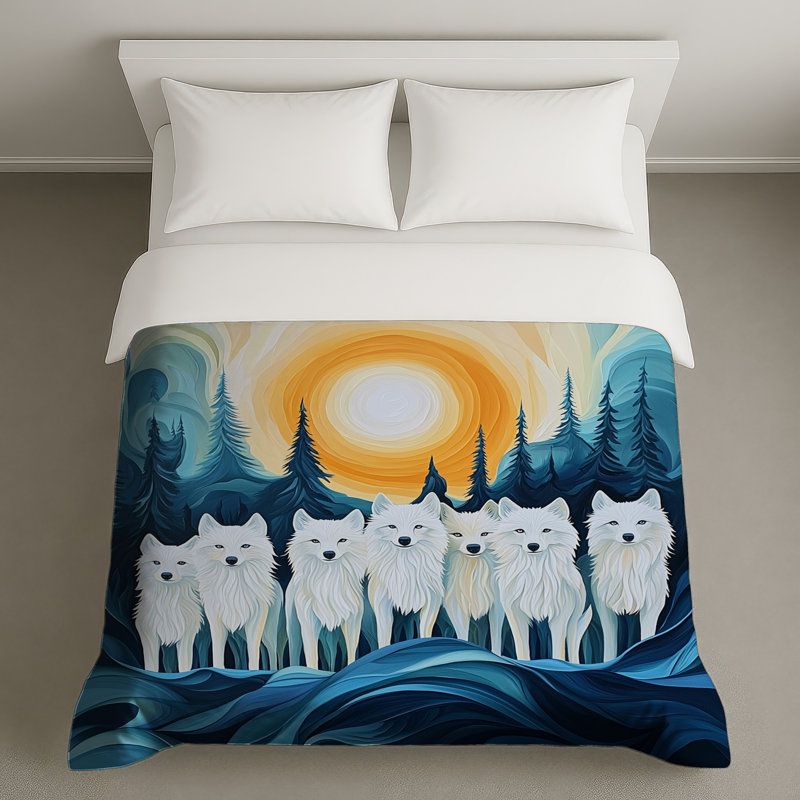 Wolves Bedding Animals Duvet Cover Bohemian, King