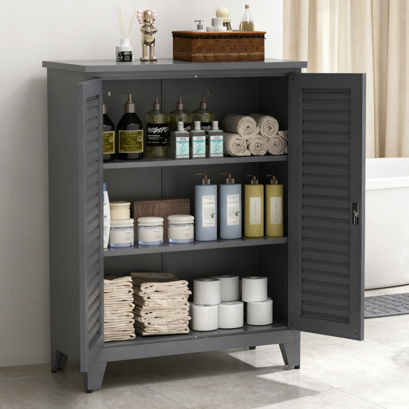 Armoire à outils de 119 cm de hauteur, couleur ardoise, idéale pour la salle de bain, l'atelier ou les espaces extérieurs. Ses compartiments bien organisés optimisent l'espace et offrent un rangement métallique soigné. Économiser de la place.
