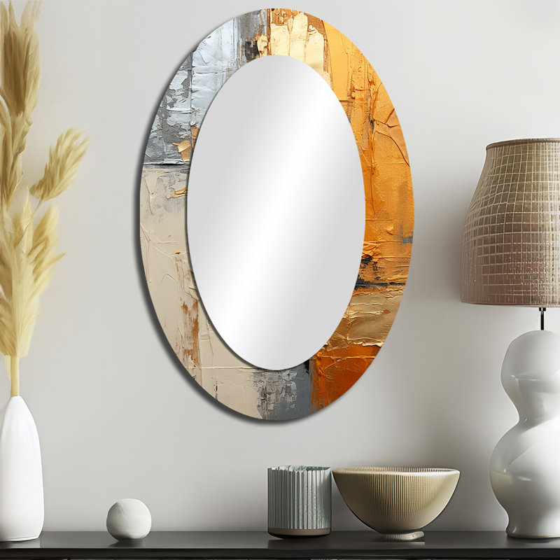Miroir mural ovale sur métal doré, 36 po x 24 po