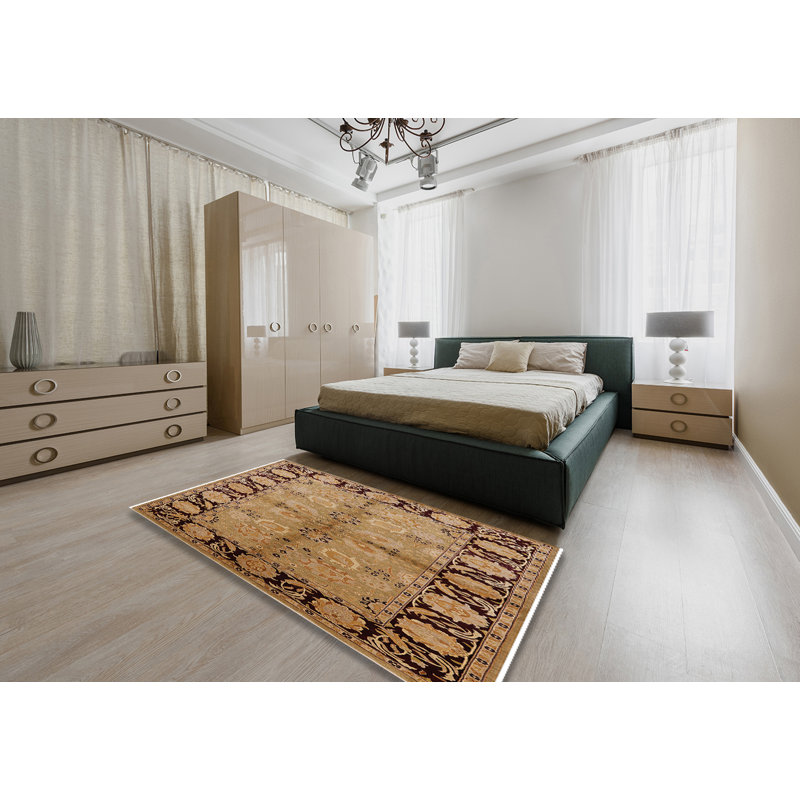 Tapis beige / brun à motif floral Catelyn, Rectangle 4 pi x 6 pi