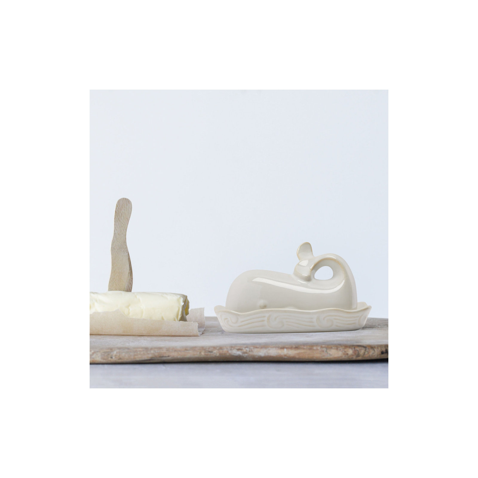Leonida Novelty Ceramic Butter Dish, White