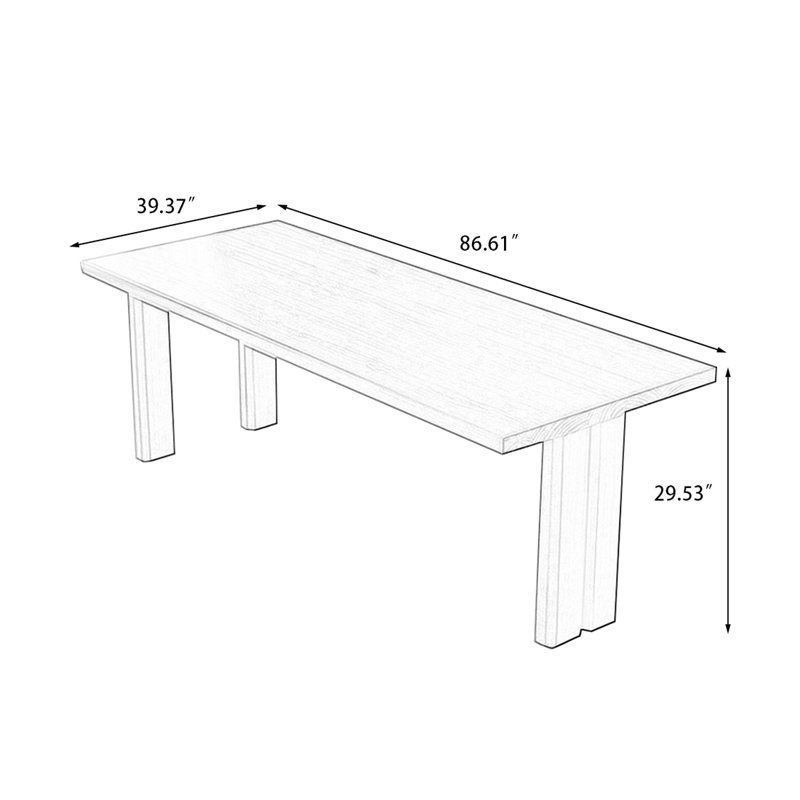 Bureau moderne en bois massif créatif, H 29,53 po x l 86,61 po x P 39,37 po, Noir